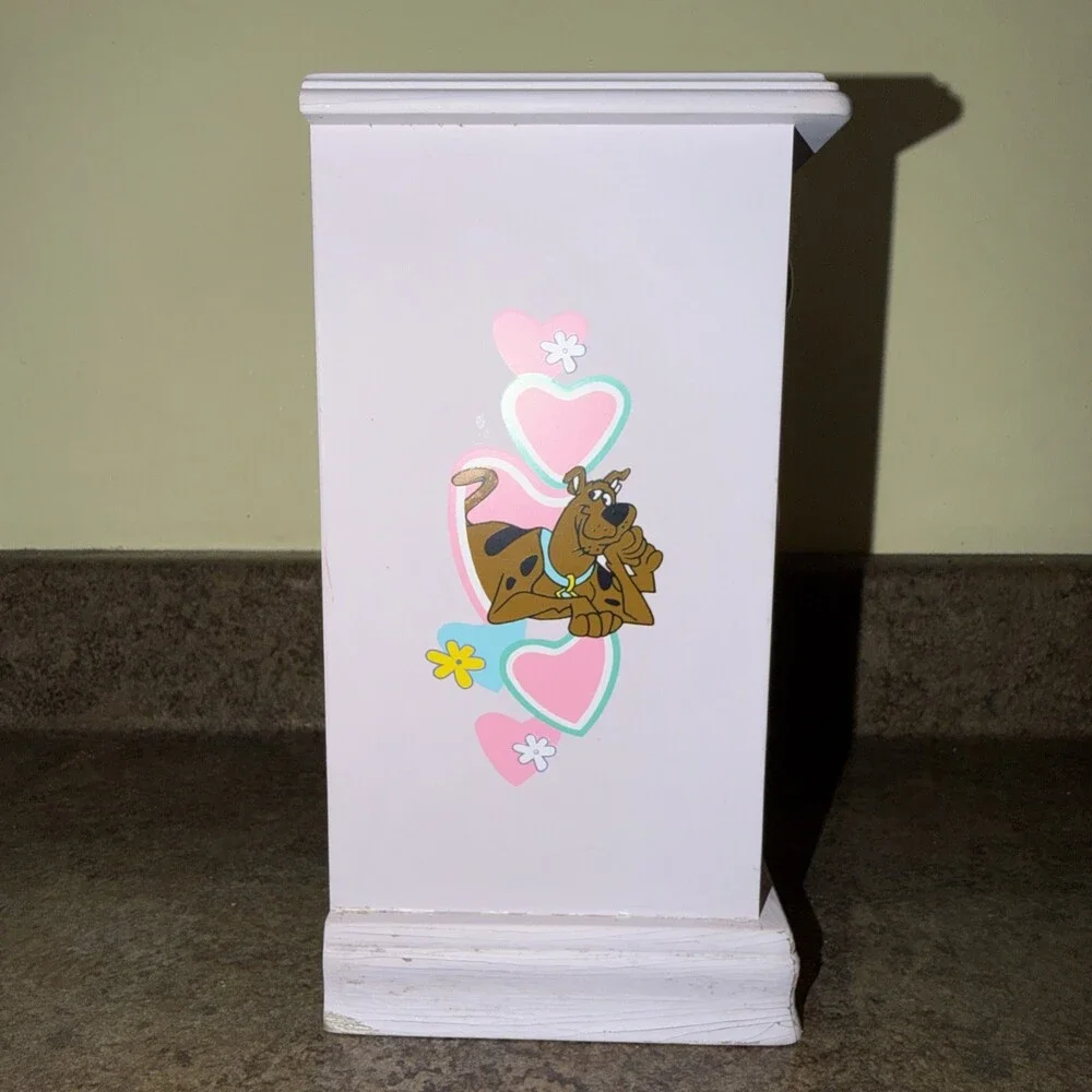 1999 Vintage Y2K Scooby-Doo Wood Glass Jewelry Box Dresser Rare Cartoon Network